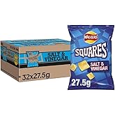 Walker Squares Salt & Vinegar Snacks Crisps Case of 32x27.5g