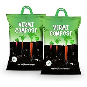 Amazon Brand - Nutrient Rich Organic 10 Kgs Vermicompost Fertilizer Manure for All Plants & Vegetable Garden, Indoor & Outdoor, Home Gardening Export Quality (Vermicompost 10 Kgs)
