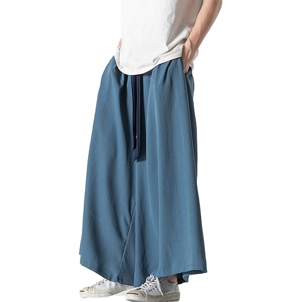 Herenbroek met wijde pijpen en trekkoord Japanse zachte yogabroek Hip Hop baggy broek, M