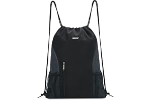 WANDF Drawstring Backpack Sports Gym Sackpack with Mesh Pockets Water Resistant String Bag for Women Men