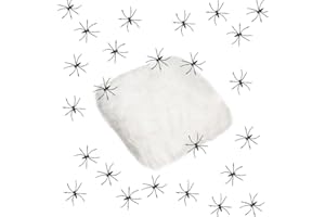 BUFULCODE Ultimate Halloween Spider Web Decoration Kit| 100g Stretchable Spider Web Material with 30 Realistic 4.5cm Fake Spiders| Covers 1000 sqft| Perfect for Haunted Houses, Parties, and Spooky Home Decor