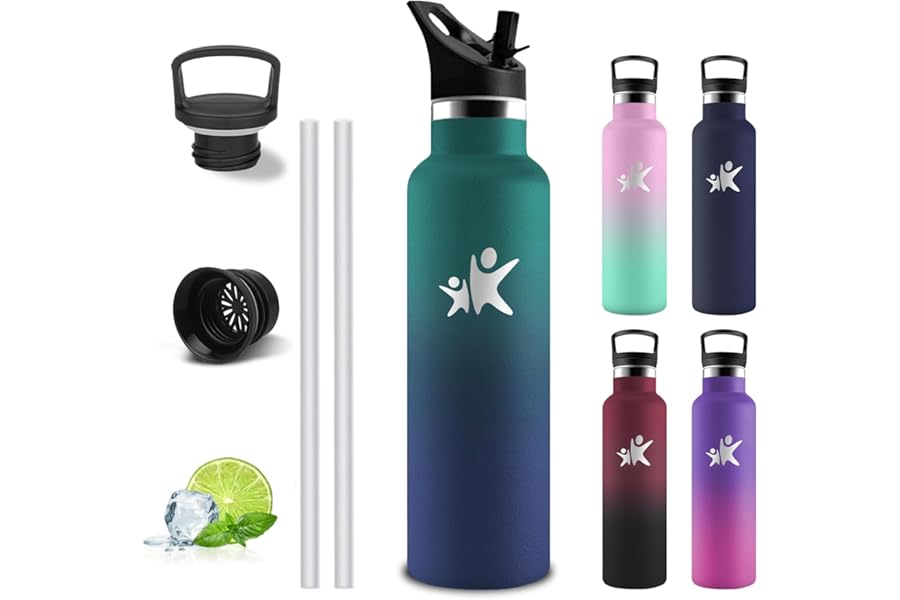 Insulated Water Bottle, 1 Litre Water Bottle, BPA Free, Thermal Bottle, with Filter and Straw, Thermal Water Bottles, Keeps Hot for 12 Hours/Cold 24 Hours, Water Bottles for Trekking, Yoga, Cycling