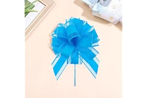 Chexin 6 Lazos Grandes de Regalo con Cinta de Regalo, Lazo de Dibujo de 18 cm de diámetro, Lazo de Regalo para Manualidades y Embalaje, Lazos Decorativos para Bodas, cumpleaños y Navidad (Azul 1)