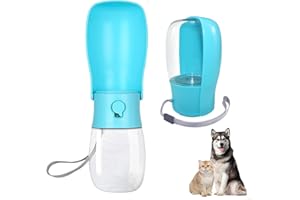 shallyong Butelka na napoje dla psa, 300 ml, dozownik wody, błękitna, butelka na napoje dla psów, na podróż, wędrówki, wycieczki, kemping
