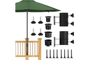 Niciksty Soporte para Sombrilla de Terraza, Soporte para Sombrilla de Exterior, Soporte Sombrilla para Barandilla para Paraguas de 50 mm de Diámetro, Negro
