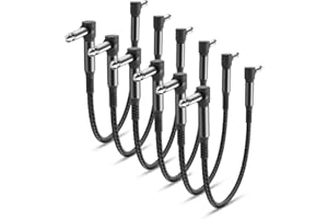 RUXELY 6.35mm Gitarren Patchkabel 0.3M 6Pack,90 Grad 1/4" Stecker Instrument Pedal Kabel,30CM Guitar Klinkenpatchkabel,Winkel Patch Cable für Gitarreneffekte,Gitarre/Bass Effektpedale,Pedalboard