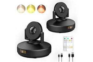 MIOBLUE 2Pack Battery LED Spotlight, Rechargeable Picture Light with Remote Control, Dimmable Picture Light with 3 Lighting Modes and Timer for Wall Display Dartboard Artwork