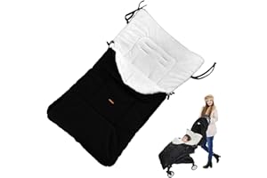 DOSYEN Baby Footmuff, Universal Stroller Cosytoes Footmuff, Pushchair Plush Cushions Seat Thickened Velvet Lined Waterproof Windproof Warmth Detachable Suitable for Babies 0-36 months (Black)