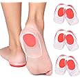 Goodern 3 Pair Gel Heel Cups Plantar Fasciitis Inserts,Silicone Heel Cup Pads for Heel Pain Bone Spur Achilles Pain Gel Heel Cushions Pad Shock Absorbing Support Shoe Inserts Pads for Women Men-Red