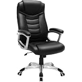 SONGMICS Ergonomik Ofis Koltuğu Y&uuml;ksekliği Ayarlanabilir D&ouml;ner Sandalye Sağlam, Dayanıklı, Siyah Obg21B 52x53x122 cm