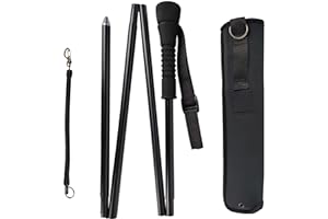 Aventik Fold-able Wading Staff Water Depth Safety Warning Sign Coated Stainless Steel Core T7075 Aluminum Body Corrosion Resistance