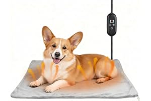 Glovios Haustier Heizkissen Heizdecke Katze Heizdecke Hunde,30–50 ℃ Temperatur & 5 Timer,Bissfestem 1,8 m Kabel,Heizkissen mit Waschbaren Bezügen,40 * 50cm