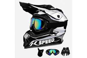 Motocross MTB Helm Fullface, Downhill Motorradhelm Herren Damen med Handschuhe Maske Brille