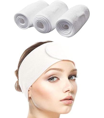 Bandeau Spa Pour Le Lavage Du Visage Set De Poignets Éponge Doux