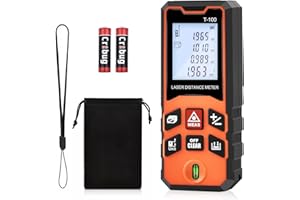 GOXAWEE Laser Measure 100M/330ft, Laser Measurement Tool with LCD Display, ±1.5mm Accuracy, Laser Distance Meter with Bubble Level, M/in/Ft Unit Switching, Pythagorean, Measure Distance, Area, Volume