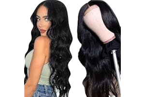 Weeybay Echthaar Perücke für Damen Perücken Body Wave Human Hair Wig 4X4 Lace Closure Natural Black 150% Density Unprocessed Remy Hair Glueless for Woman 30 Zoll
