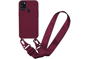 MBSLFY Handyhülle kompatibel mit Samsung Galaxy A21S Hülle mit Band, Silikon Necklace Handyhülle mit Abnehmbar Kordel Umhängen Stossfest Handy Schutzhülle für Samsung Galaxy A21S, Rot