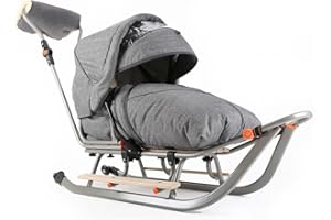 ‎TEO & GIGI Teo & Gigi Babyschlitten Kinderschlitten Rodelschlitten mit Fußsack Rückenlehne Sicherheitsgurt Kinder Winter Schlitten All Seasons Plus