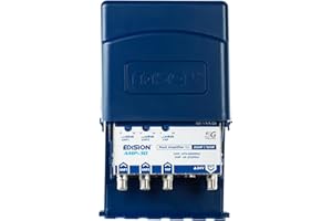 EDISION AMP-30 Amplificador Antena TV de mástil 2UHF, 1VHF/FM, 17-32db Ajustable, 107dBmV, 24V, para Digitale Terrestre DVB-T/T2, Frecuencias UHF 470-694Mhz, VHF/FM 45-232MHz