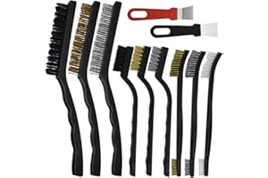 Byfoyif 11 teilig Klein Drahtbürsten Set Messing Stahlbürste Rost Bürste Messingbürste Kupferbürste Edelstahlbürste und Nylonbürste zum Entfernen von hartnäckiger Rückstände und Rost Schweißschlacken