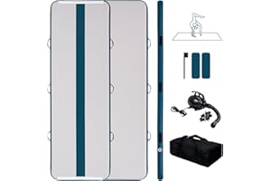 FEATH-R-LITE Air Track Tappetino Ginnastica Artistica 10ft Materasso 4 pollici di spessore, piste da tumbling ginnico per palestra domestica/yoga/cheerleading con pompa elettrica (Blu scuro)