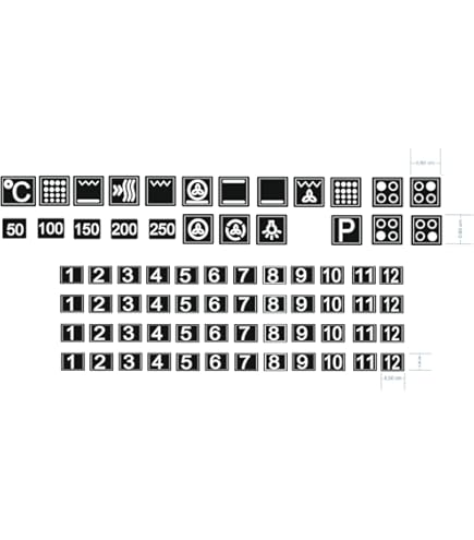 Lot De 23 Autocollants Symboles Pour Cuisinière électrique - Noirs Sur Fond Transparent, 5x5 Mm - Référence R59