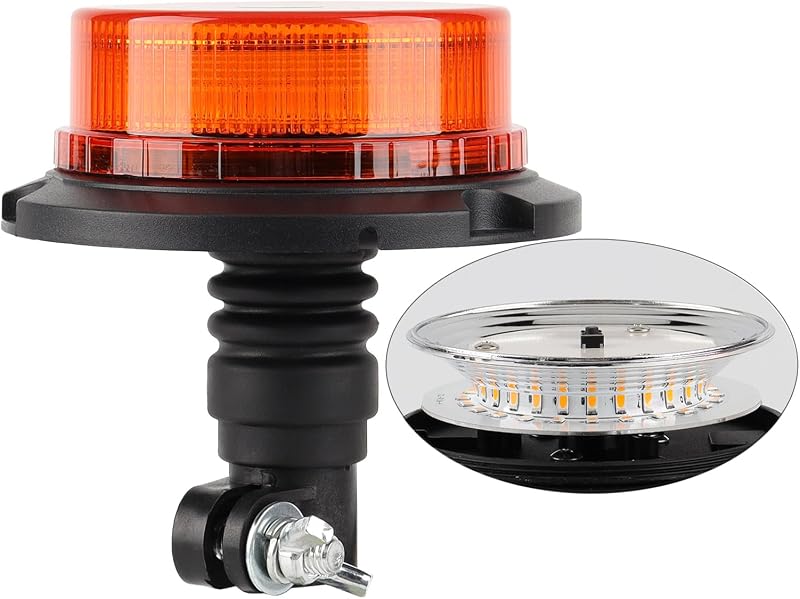Hooma Luz Rotativo LED Estroboscópica/Luz Estroboscópica Ámbar 3 modes para Tractores, Montacargas, Excavadoras, Camiones, Maquinaria Agrícola (Intubación larga- 24 LED)