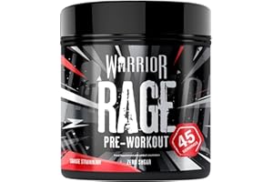 Warrior Rage - Pre-workout Powder - 392g - with Creatine Gluconate, Vitamin C and Beta Alanine - Energy Drink Sports Supplement - for Men & Women - 45 Servings (Savage Strawberry)