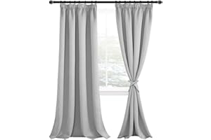 JuFang Vorhänge gardinen mit kräuselband verdunklungsvorhänge thermovorhang kälteschutz gardinen Wohnzimmer vorhänge Schlafzimmer Vorhang Silber 2er Set 245x140 cm(HöhexBreite)