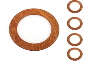 Jandei - Pack de 5 Foco Downlight Led Acabado en Madera 6W 6000K 105 mm 480 Lum Redondo Empotrado Extraplano 1.3cm de Profundidad- Driver incluido