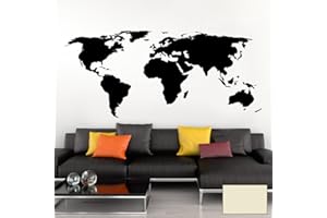 Grandora Tatouage Mural Carte du Monde Carte du Monde Globe terrestre Carte I crémeux (BxH) 80 x 35 cm I Atlas du Monde Chambre à Coucher Salon Sticker Mural Sticker Mural W698