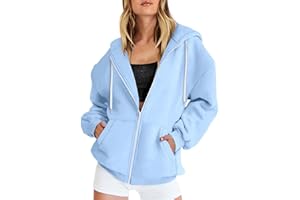 HEONSATI Hoodies for Women Uk, Women's Long Sleeve Sweatshirts Soft Comfortable Casual Hooded Jackets with Pockets Oversized Zip Up Hoodies Ladies Plain Zipper Lightweight Drawstring Cardigans Tops
