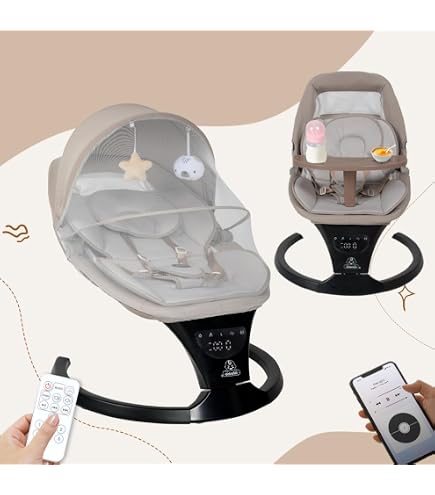 4moms MamaRoo Multi-Motion Baby Swing, Bluetooth Baby Swing with 5