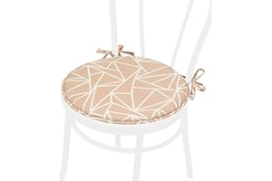 emmevi Cojín para silla redondo, suave, con lazos, universal, lavable, abstracto, mod. DALIA10A, beige