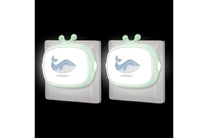 ANNMORE Luz Nocturna LED Enchufe con Sensor de Crepúsculo, 2 Piezas Luz Quitamiedos Infantil Pared Automático, Lampara Bebé Noche para Habitación Recién Nacido, Escaleras, Dormitorio de Niños, Patrón Ballenas