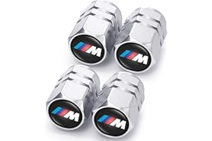 MEISUH 4Pcs Car Tyre Valve Caps Cover,Metal Car Tire Dust Caps for BMW M M2 M4 M5 M6 M8 X1 X2 X3 X5 X6 M135i M240i Z4 328i X7,Car Accessories Anti-corrosion Leak-Proof Screw-On Easy-Grip,Silver