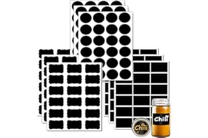 DZSEE® Chalkboard Stickers, Blackboard Labels, Stickers for Labelling, Kitchen Labels for Glass Bottles, Jam Jars