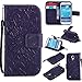 Produktbild Galaxy S4 Mini Hülle, Conber Leder Handyhülle mit [Kostenlose Schutzfolie eingeschlossen] [Kartenfächer] [Standfunktion], Galaxy S4 Mini Leder Schutztasche Klappetui Ledertasche Handyhülle, Vintage Emboss Stil Sonne Muster Leder Handy Schutzhülle für Samsung Galaxy S4 Mini - Lila