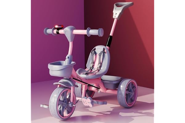 Lifelong Trike Cycle for 2-5 Years - Tricycles for Boy & Girl - Baby Cycle for Kids with 3 EVA Wheels, Bell & Basket -Durable Tricycle with Parental Control 30kg Capacity (Pink & Grey)