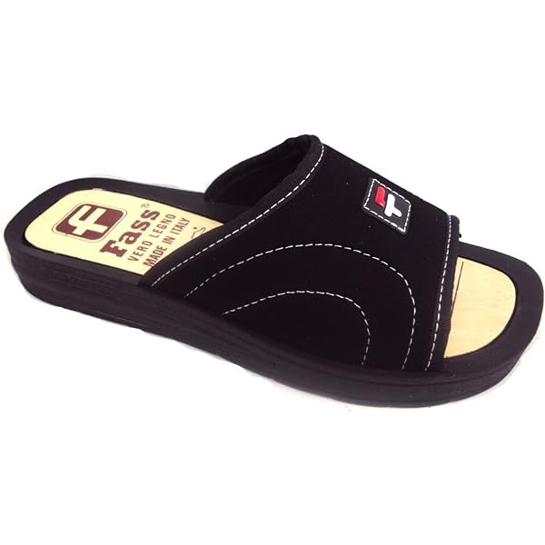 SANIFLEX Ciabatte Uomo - Art. 51 Made in Italy Sottopiede in Vero Legno Nero 42