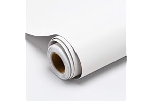 Decoroom White Sticky Back Plastic Paper Self Adhesive 40X300cm Peel and Stick Wallpaper Vinyl Film Roll Covering Wardrobes Drawers Bedroom Living Room Removable DIY Refurbished Furniture Stickers