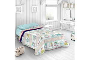 KIMBATEX TEXTIL HOGAR TIENDA Kimbatex Juego de Sábanas 100% algodón para niño niña con Divertidas imágenes Encimera, Bajera y Funda de Almohada (Cars Surf, 90)