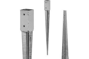 ADGO Podstawa Słupa Kwadratowa Wbijana Wspornik Kotwa 70 x 70 x 750 mm, Do Betonu Ogrodzenia Altany Garażu Wiaty, Blacha Metalowa Ocynkowana Srebrna Antykorozyjna, 1 sztuka