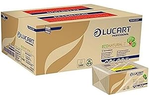 Lucart Professional, EcoNatural Z, Asciugamani Piegati a Z in Fiberpack, Ideale per Bagni Pubblici e Uffici, 220 pezzi per confezione, 23x23.5 cm, 18 confezioni Bianco