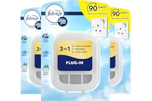 MOCO Febreze Plug-in Air Freshener Device (Pack of 3) – Scented Oil Warmer Compatible with 3Vol Refills, Adjustable Odor Eliminator, Long Lasting Home & Bathroom Air Freshener Diffuser (Plug Only)