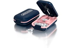 Baseola kleiner Pillenschneider Tablettenschneider, Tablettenteiler Pillenteiler für kleine große Pillen, schneidet Vitamintabletten, tragbarer Tasche Pillenzerkleinerer(blau)