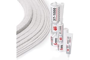 STEIGNER Cordone Isolante in fibra ceramica SKD01-12, con sigillante adesivo per montaggio termico resistente alla temperatura fino a 1260 ° C, 12x12 mm, 2 m