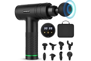 Uplayteck Pistolet de Massage Musculaire, Appareil de Masseur de Muscle Profonds avec 30 Niveaux Réglables, 8 Têtes de Massage et l'Écran LCD Pour Soulager Douleurs et Raideurs Musculaires