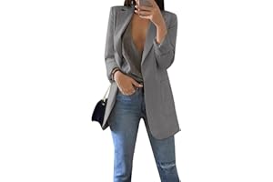 Yming Damen Langarm Blazer Vorne Offener Anzugjacke Reverskragen Büro Langarm Jacke Oversized