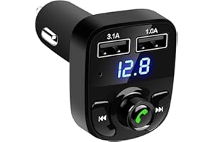 LIVERO FM Bluetooth Transmitter for Car, Wireless Bluetooth Car Adapter Dual Port Car Bluetooth Adapter MP3 Player FM Transmitter Hands-Free Calling, Music Player Supports TF Card & USB Disk.